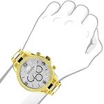 Luxurman Liberty Yellow Gold Plated Genuine Mens Diamond Watch Swiss Movt 0.2ct 3