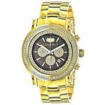 Large Luxurman Real Diamond Bezel Watch 2.5ct Escalade Yellow Gold Plated 1