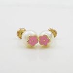14K Yellow gold Pearl flower stud earrings for Children/Kids web3 3
