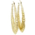 10k Yellow Gold earrings Shell bamboo hoop AGBE40 1