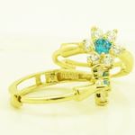 14K Yellow gold Flower cz hoop earrings for Children/Kids web270 3