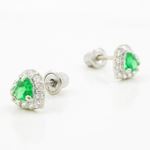 14K White gold Heart cz stud earrings for Children/Kids web245 3