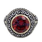 "Ladies .925 Italian Sterling Silver Ruby Red synthetic gemstone ring SAR46 6