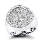 14K Gold Natural Pave Set Diamond Circle Ring (Whi