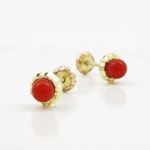 14K Yellow gold Round fancy flower pearl stud earrings for Children/Kids web209 3