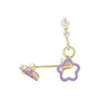 14K Yellow gold Open flower cz chandelier earrings for Children/Kids web453 1