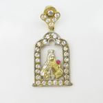 Mens 10k Yellow gold Red and white gemstone mary charm EGP48 3
