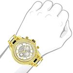 Liberty Yellow Gold Tone Mens Real Diamond Watch 0.2ct Steel Band by Luxurman 3