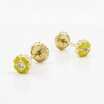 14K Yellow gold Flower cz stud earrings for Children/Kids web112 3