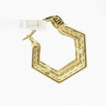 Womens 10k Yellow gold White cz fancy square hoop earring ELMI20 3