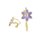 14K Yellow gold Flower cz hoop earrings for Children/Kids web45 1