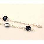 "Evil Eye Murano Glass Bead Designer Sterling Silver Bracelet ST06
