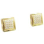 Mens .925 sterling silver Yellow 4 row square earring MLCZ156 3mm thick and 7mm wide Size 1