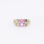 10k Yellow Gold Syntetic pink gemstone ring ajjr97 Size: 2 3