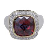 "Ladies .925 Italian Sterling Silver Ruby Red synthetic gemstone ring SAR20 6