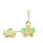 14K Yellow gold Butterfly cz chandelier earrings for Children/Kids web387 1