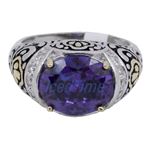 "Ladies .925 Italian Sterling Silver Purple Violet synthetic gemstone ring SAR6 6