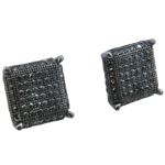 Mens .925 sterling silver Black 10 row square earring MLCZ73 4mm thick and 10mm wide Size 1