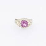 10k Yellow Gold Syntetic pink gemstone ring ajjr93 Size: 2.5 3