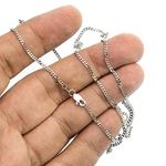14K WHITE Gold SOLID ITALY CUBAN Chain - 22 Inches Long 1.6MM Wide 3