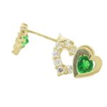 14K Yellow gold Dual heart cz stud earrings for Children/Kids web291 1