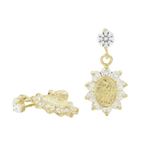 14K Yellow gold Oval mary cz chandelier earrings for Children/Kids web456 1