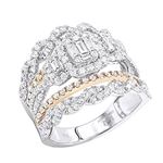 Unique 18K Gold Round And Baguette Diamond Band En