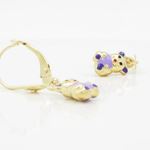 14K Yellow gold Panda chandelier earrings for Children/Kids web474 3
