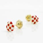 14K Yellow gold Dual color heart stud earrings for Children/Kids web217 3