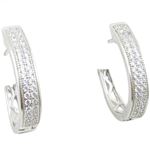 Womens .925 sterling silver White hoop earring 2mm thick and 4mm wide Size 1