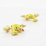 14K Yellow gold Dolphin cz chandelier earrings for Children/Kids web490 3