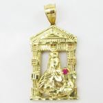 Mens 10k Yellow gold Red gemstone mary charm EGP52 3