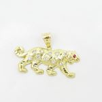 Mens 10k Yellow gold Red and white gemstone cougar charm EGP86 3