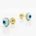 14K Yellow gold Evil eye stud earrings for Children/Kids web235 3