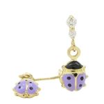 14K Yellow gold Bettle cz chandelier earrings for Children/Kids web495 1