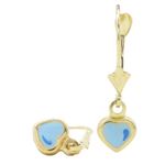 14K Yellow gold Heart chandelier earrings for Children/Kids web463 1