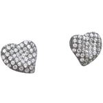 Womens .925 sterling silver Black and white heart earring MLCZ276 3mm thick and 9mm wide Size 1