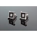 .925 Sterling Silver White Square Spikes White and Black Onyx Crystal Micro Pave Unisex Mens Stud Ea