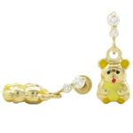 14K Yellow gold Panda cz chandelier earrings for Children/Kids web367 1