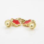 14K Yellow gold Flower cz chandelier earrings for Children/Kids web445 3