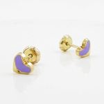 14K Yellow gold Heart stud earrings for Children/Kids web108 3