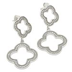 Womens Dual flower link cz chandelier earring Silver25 1