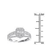 Ladies 14K Gold Affodbale Halo Baguette Diamond-3