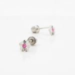 14K White gold Flower cz stud earrings for Children/Kids web484 3