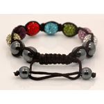 Shamballa Bracelet Unisex Fuchsia and Clear Swarovski Crystal Beads 10mm 3