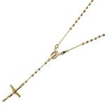 14K 3 TONE Gold HOLLOW ROSARY Chain - 18 Inches Long 3MM Wide 1