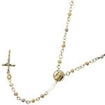10K 3 TONE Gold HOLLOW ROSARY Chain - 30 Inches Long 3.51MM Wide 1