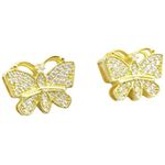 Womens .925 sterling silver Yellow butterfly earring 2 MLCZ265 4mm thick and 13mm wide Size 1