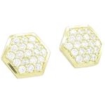 Mens 10k Yellow gold Polygon white cz stud earring ELMI28 1