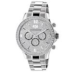 Liberty Mens Real Diamond Watch 2ct by Luxurman White Gold Plated Steel Band 1